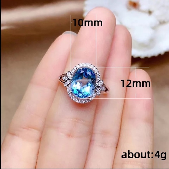 New 925 Silver Beautiful Leaves Sapphire Ring - Picture 4 of 6